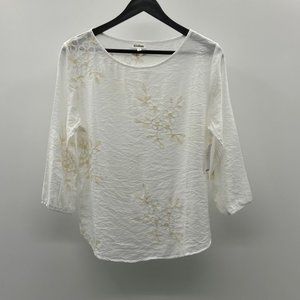Kindred White and Cream Embroidered Pullover Top